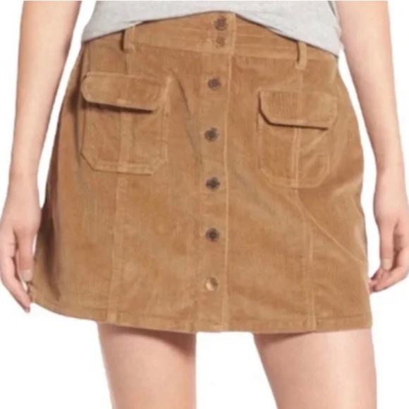 Corduroy Button Down Cargo Pocket Mini Skirt - Picture 2 of 11